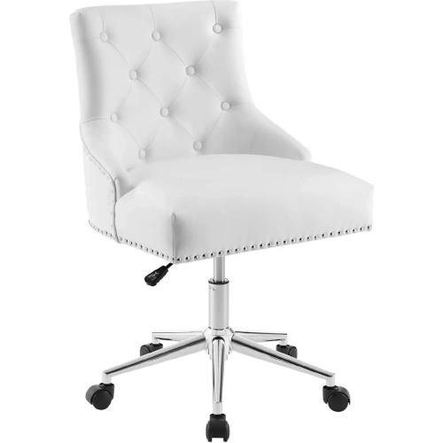 Regent Swivel Office Chair in Tufted White Leatherette