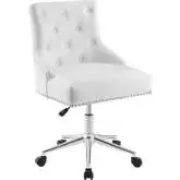Regent Swivel Office Chair in Tufted White Leatherette
