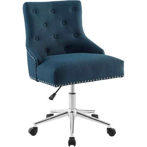 Regent Swivel Office Chair in Tufted Azure Blue Fabric