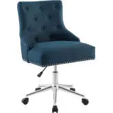 Regent Swivel Office Chair in Tufted Azure Blue Fabric