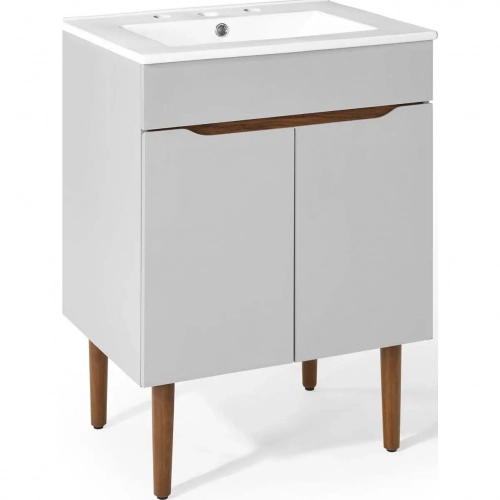 Harvest Bathroom Vanity in Gray, Walnut & White