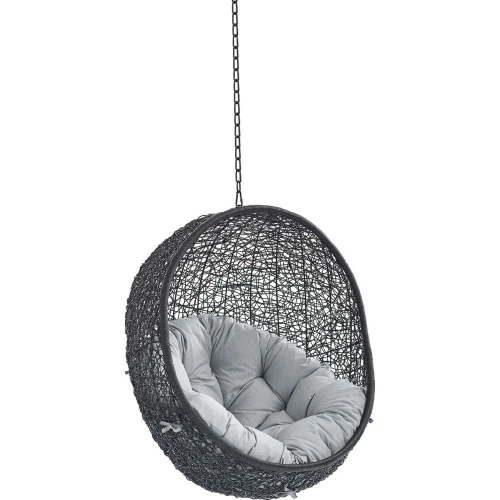 Encase Outdoor Swing Chair in Gray Sunbrella &reg; & Black Poly Rattan
