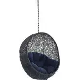 Encase Outdoor Swing Chair in Navy Blue Sunbrella &reg; & Black Poly Rattan