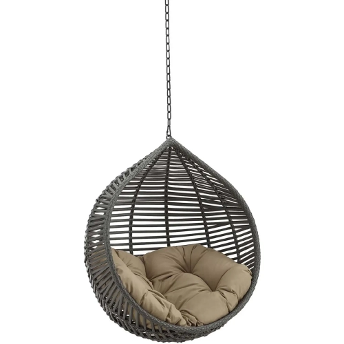 Garner Teardrop Outdoor Swing Chair witho Stand in Gray & Mocha