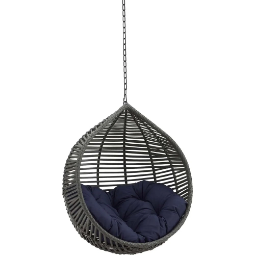 Garner Teardrop Outdoor Swing Chair witho Stand in Gray & Navy