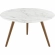 Lippa 28" Coffee Table with Tripod Base in White Faux Marble & Walnut