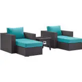 Convene 5 Piece Outdoor Arm Chair Set with Fire Pit in Espresso & Turquoise