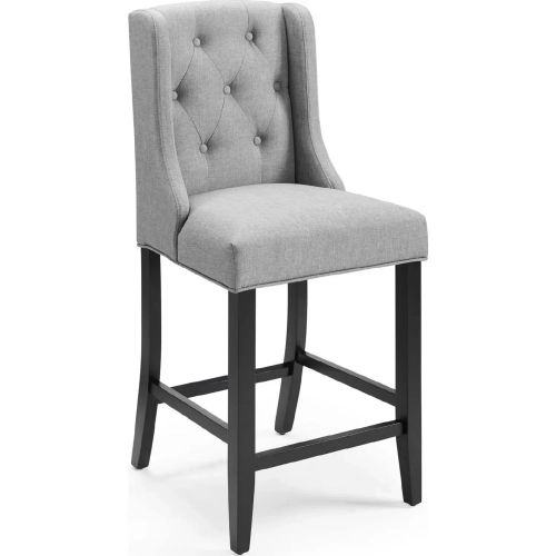 Baronet Counter Stool in Tufted Light Gray Fabric