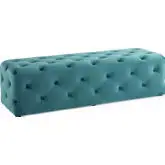 Anthem 60" Entryway Bench in Tufted Sea Blue Velvet