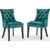 Regent Dining Chair in Tufted Teal Velvet (Set of 2)