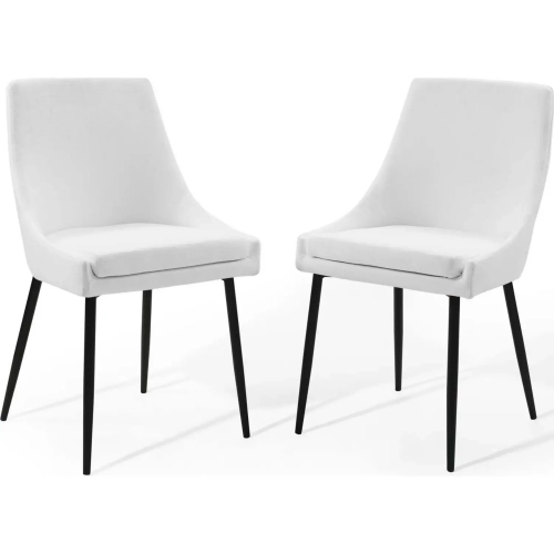 Viscount Dining Chair in White Fabric & Black Metal (Set of 2)