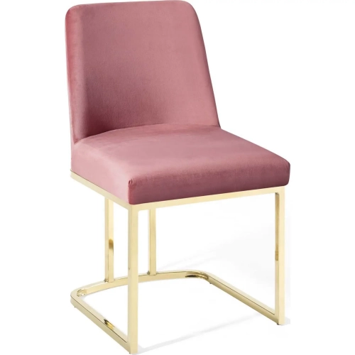 Amplify Dining Chair in Dusty Rose Velvet with Gold Sled Base
