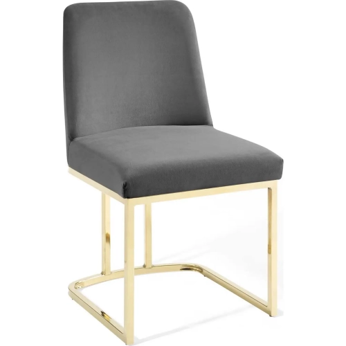 Amplify Dining Chair in Gray Velvet with Gold Sled Base