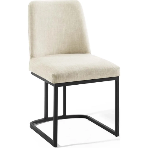 Amplify Dining Chair in Beige Fabric with Black Sled Base