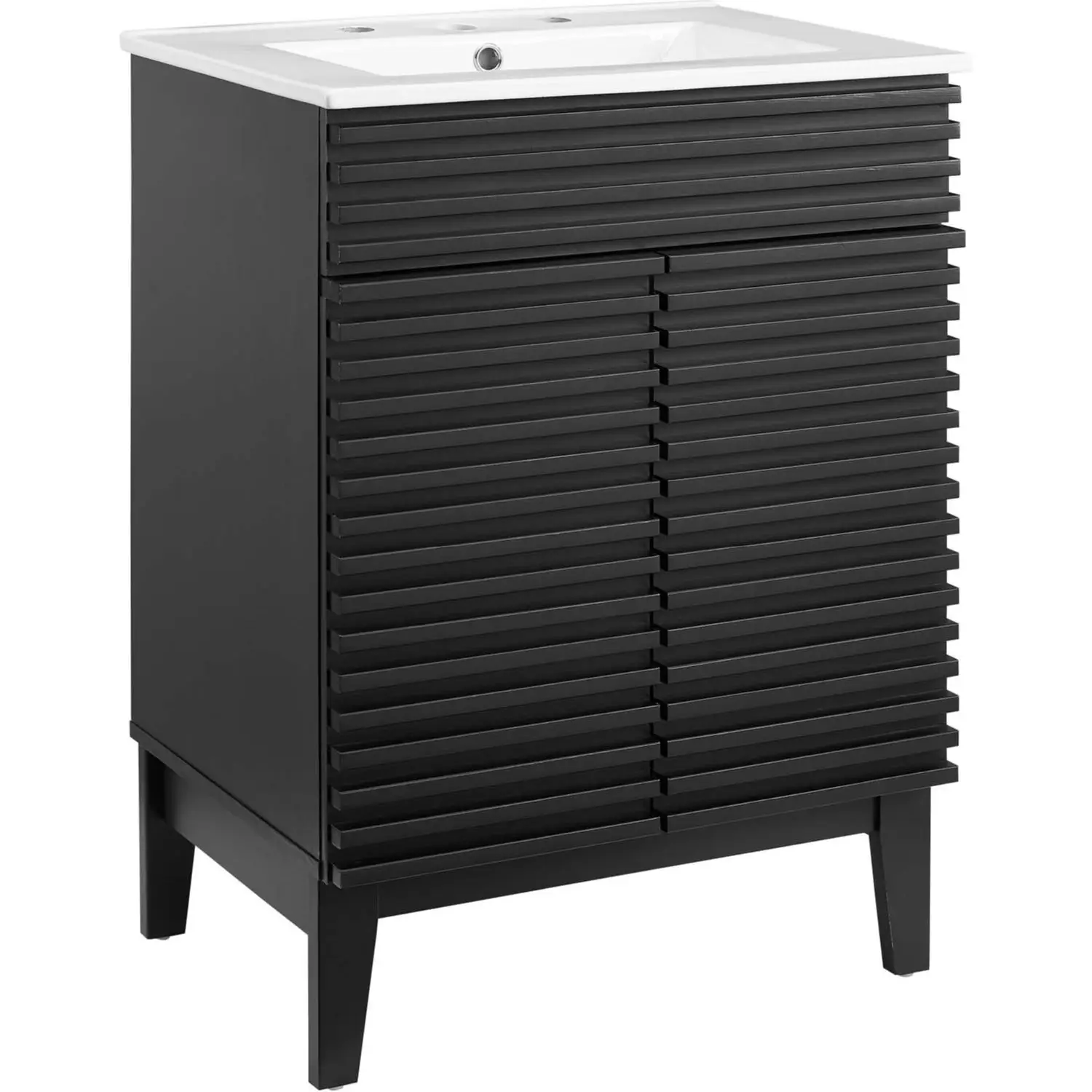 Modway EEI-3860-BLK-WHI Render 24" Bathroom Vanity in Black Wood ...