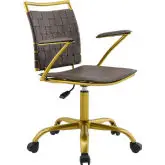 Fuse Office Chair in Brown Leatherette & Gold