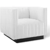 Perception Arm Chair in Channel Tufted White Fabric