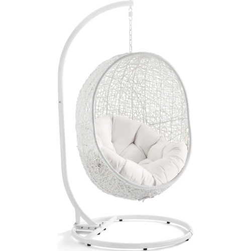 Hide Outdoor Swing Chair & Stand in Rattan & White Sunbrella &reg;