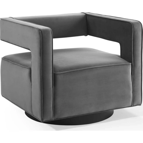 Booth Swivel Arm Chair in Gray Velvet
