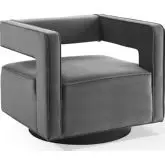 Booth Swivel Arm Chair in Gray Velvet
