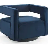 Booth Swivel Arm Chair in Midnight Blue Velvet