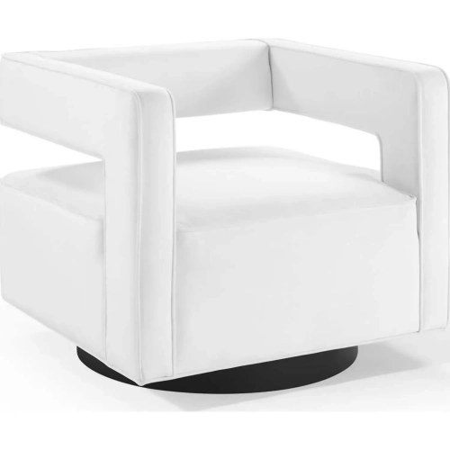 Booth Swivel Arm Chair in White Velvet