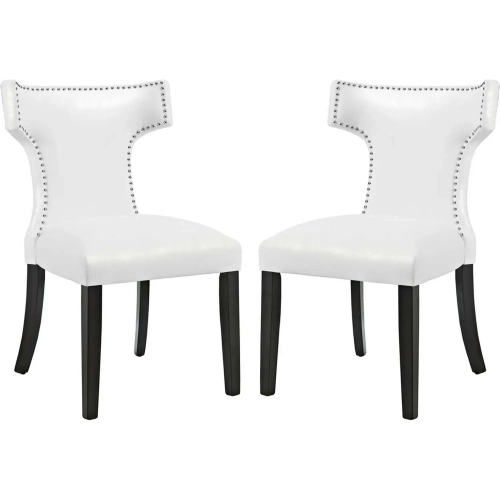 Curve Dining Chair in White Leatherette (Set of 2)