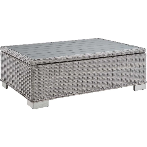 Conway 45" Outdoor Patio Coffee Table in Light Gray Wicker Rattan