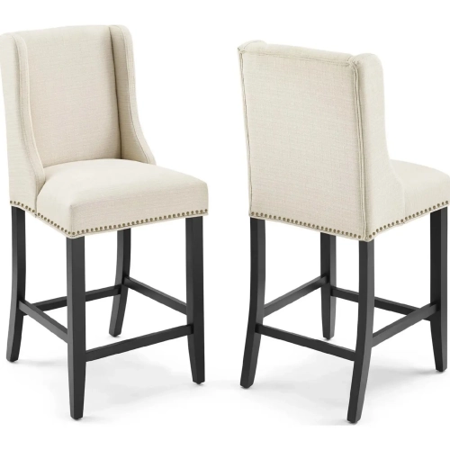 Baron Counter Stool in Beige Fabric (Set of 2)
