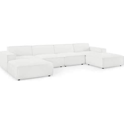 Restore 6 Piece Sectional Sofa in White Fabric