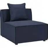 Saybrook Outdoor Sectional Sofa Armless Chair in Navy Blue Fabric