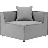 Saybrook Outdoor Sectional Sofa Corner Chair in Gray Fabric
