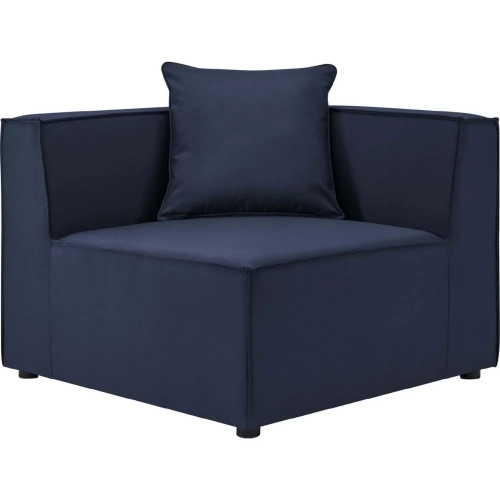 Saybrook Outdoor Sectional Sofa Corner Chair in Navy Blue Fabric