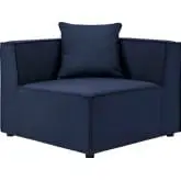 Saybrook Outdoor Sectional Sofa Corner Chair in Navy Blue Fabric