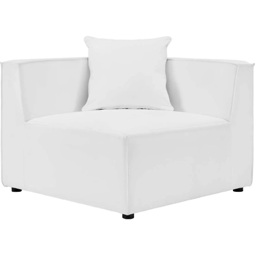 Saybrook Outdoor Sectional Sofa Corner Chair in White Fabric