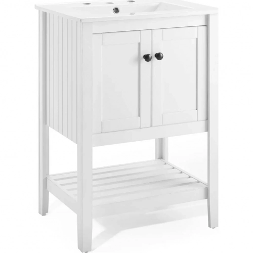 Prestige 24" Bathroom Vanity in White with White Ceramic Sink