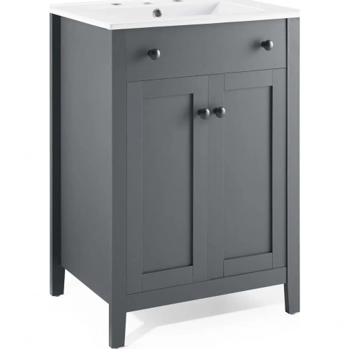 Nantucket 24" Bathroom Vanity in Gray with White Ceramic Sink
