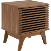 Render Vinyl Record Display Stand in Walnut Finish