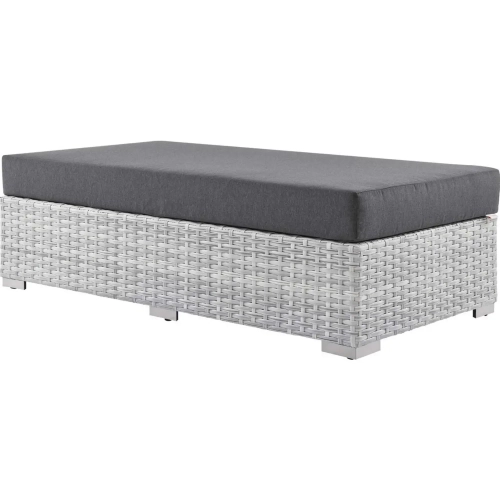 Convene Outdoor Rectangular Ottoman in Charcoal Fabric & Gray Poly Rattan