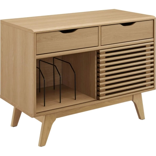 Render 37" Vinyl Record Display Stand Cabinet in Oak Finish