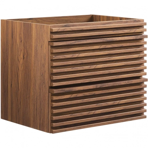 Render 24" Wall Mount Bathroom Vanity (Sink Not Included) in Walnut Finish