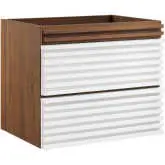 Render 24" Wall Mount Bathroom Vanity (Sink Not Included) in White & Walnut Finish