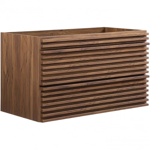 Render 36" Wall Mount Bathroom Vanity (Sink Not Included) in Walnut Finish