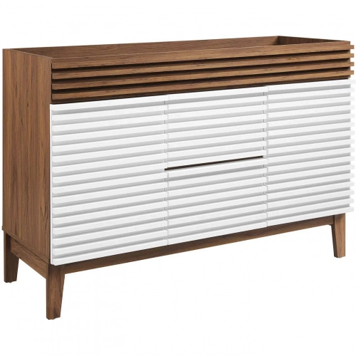 Render 48" Double Sink Bathroom Vanity (Sink Not Included) in White & Walnut Finish