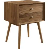 Ember Wood Nightstand with USB Ports in Walnut