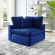 Commix Down Filled Overstuffed Corner Chair in Navy Blue Velvet