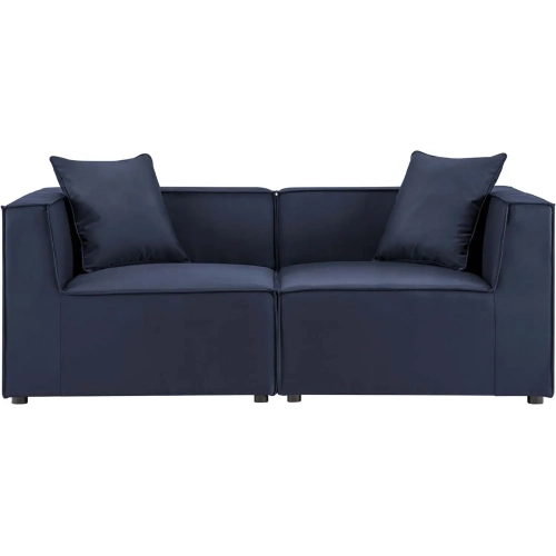 Saybrook Outdoor 2 Piece Loveseat in Navy Blue All Weather Fabric