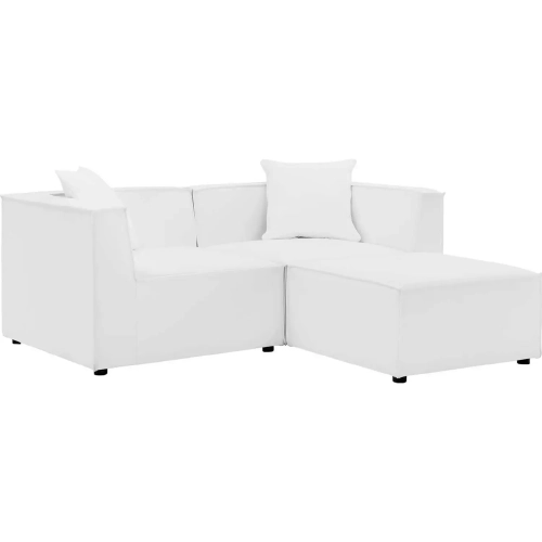 Saybrook Outdoor Loveseat & Ottoman in White All Weather Fabric