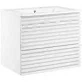 Render 24" Wall Mount Bathroom Vanity in White Finish & White Ceramic