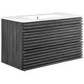 Render 36" Wall Mount Bathroom Vanity in Charcoal Gray Finish & White Ceramic